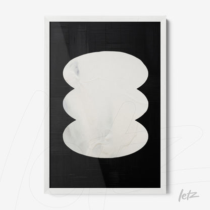 abstract wall art in light shades on black background framed in white
