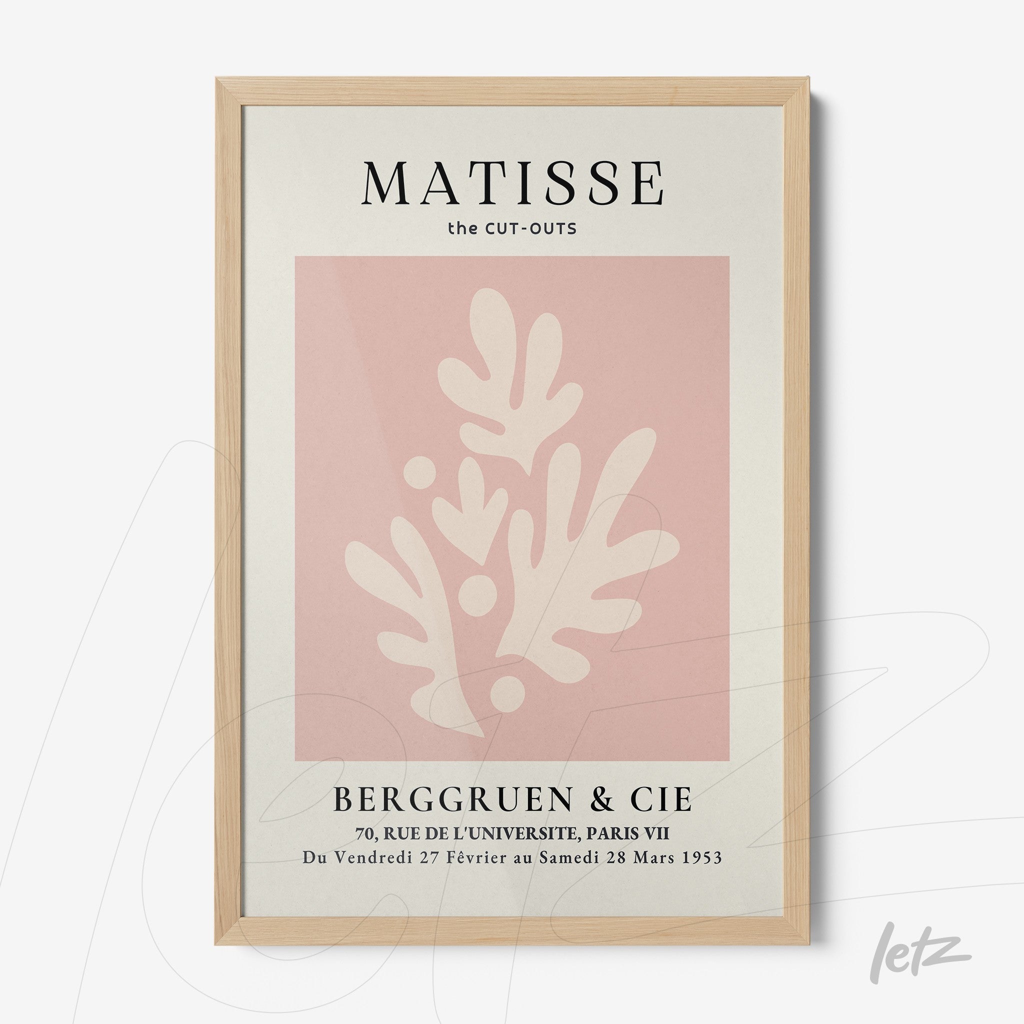 framed wall art featuring modern design in soft pink and cream, showcasing organic shapes