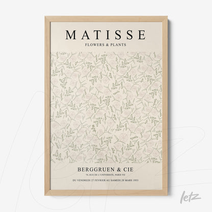 decorative wall art featuring a soft floral pattern on a light background, framed with a light wood frame and prominent text at the top