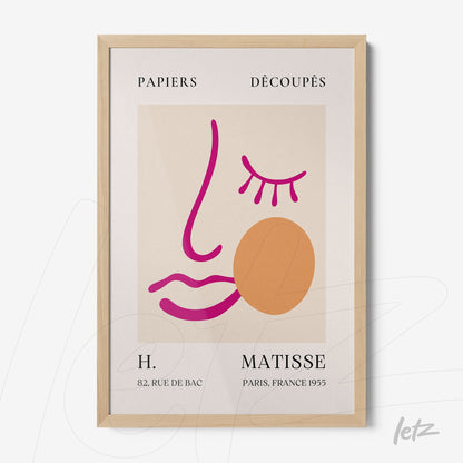 framed wall art featuring abstract minimalist design with bold lines and geometric shapes, displayed in light wooden frame
