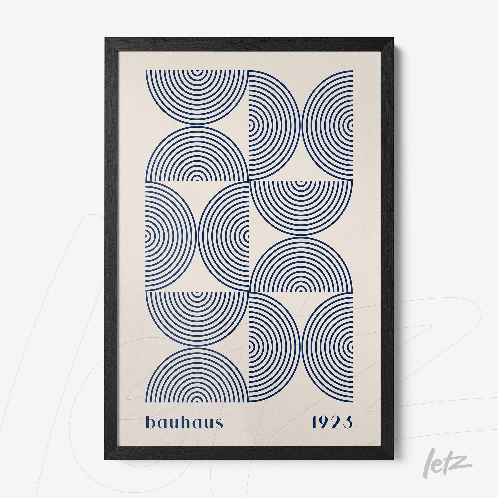 poster print featuring geometric bauhaus style design in black frame