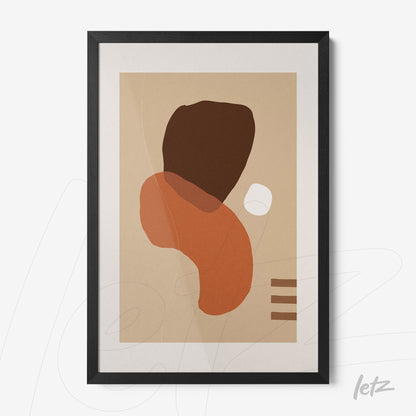poster print featuring abstract art in earthy tones with black frame