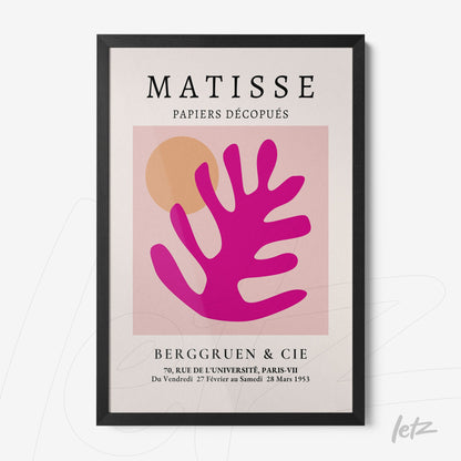 decorative framed wall art featuring abstract pink leaf shape on light background