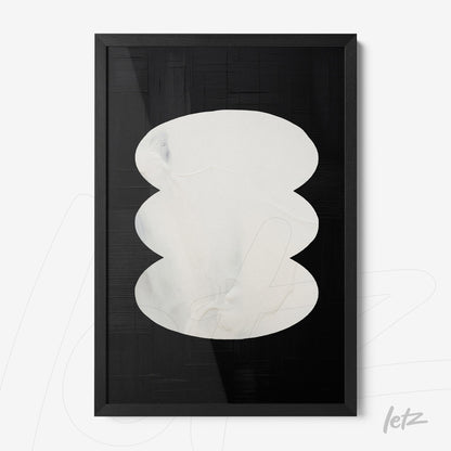 framed abstract art in light tones on black background with thin black frame