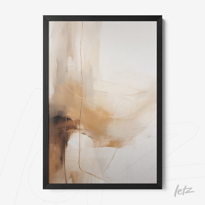 framed abstract art in earthy tones featuring delicate brush strokes