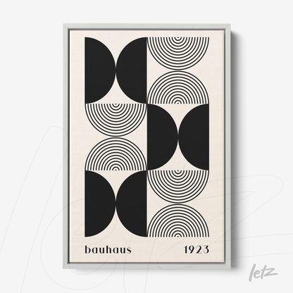 artwork with geometric bauhaus style design from 1923 in light gray frame