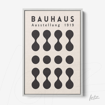 bauhaus style poster with light gray frame and black geometric pattern