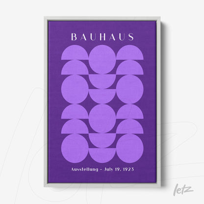framed poster print featuring abstract geometric design in shades of purple, displayed against a white background