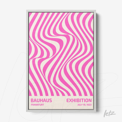poster with abstract pink wave pattern in thin white frame