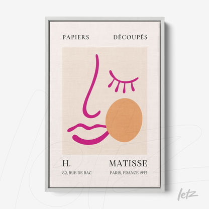 framed wall art inspired by Matisse featuring modern abstract shapes in pink and orange tones