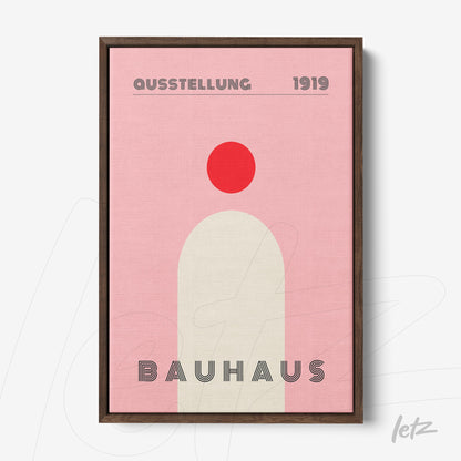 bauhaus style minimalist poster in dark wood frame