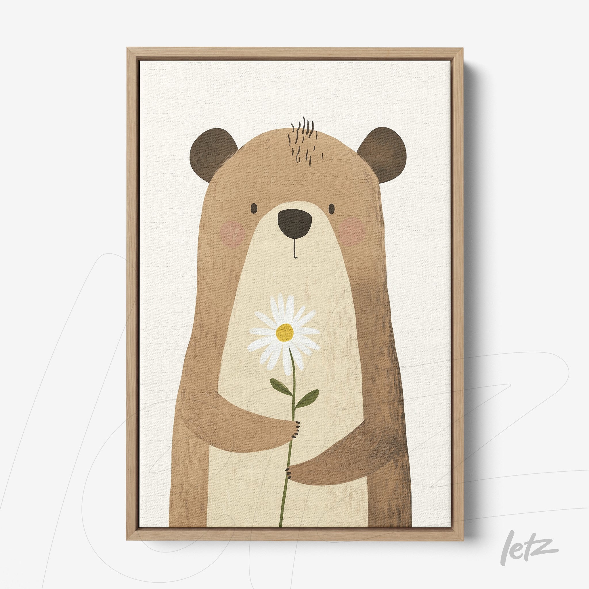 Letz Quadro Preview Canvas Moldura Natural animais fofinhos urso 5