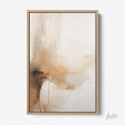 canvas wall art featuring abstract design in earthy tones with light frame