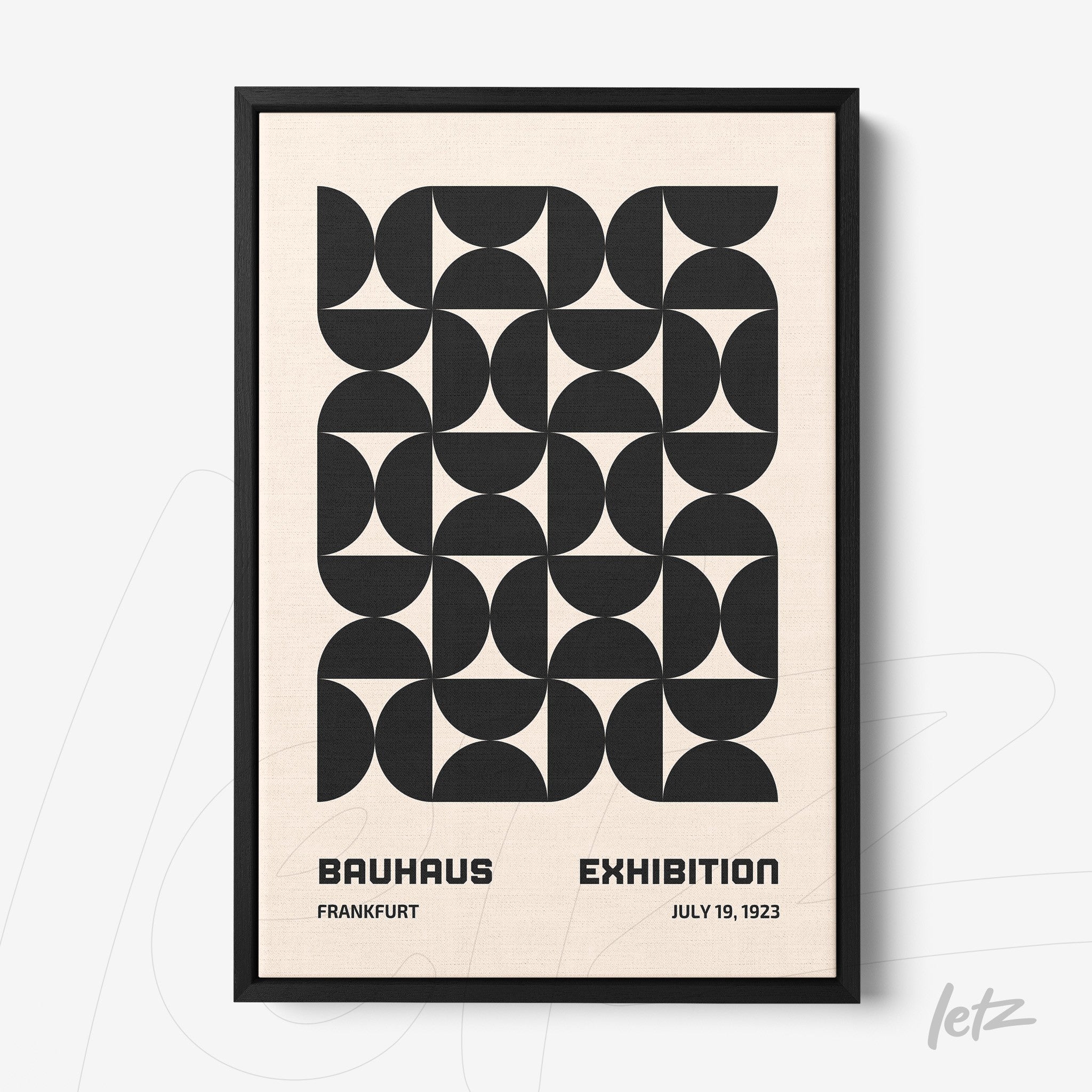 poster print featuring geometric bauhaus style art in a black frame
