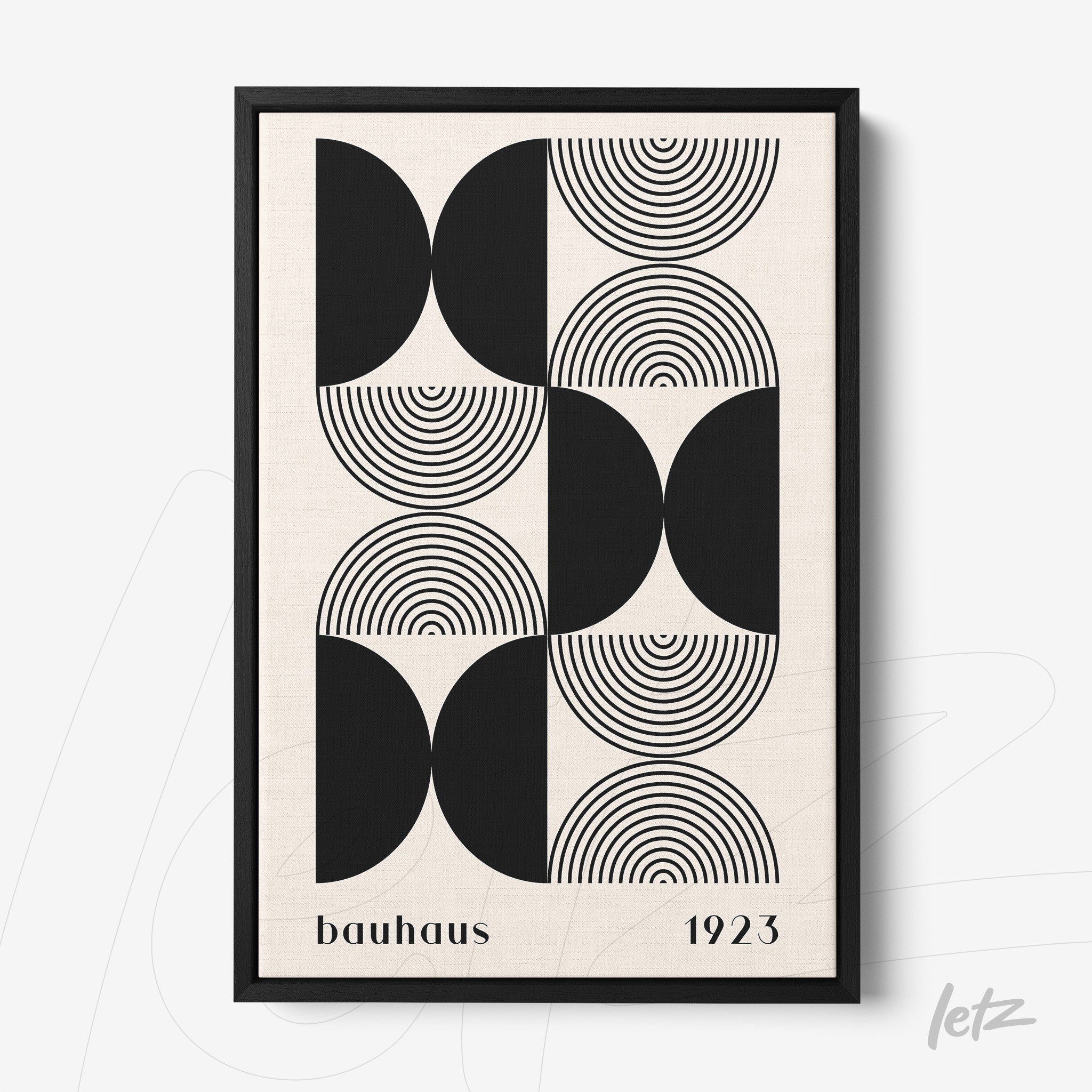poster print featuring geometric Bauhaus 1923 design with black frame