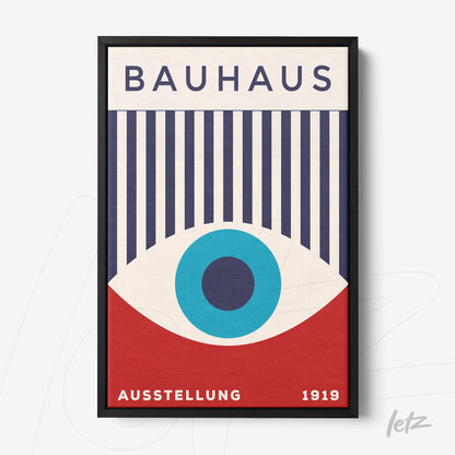 poster print featuring geometric design inspired by the Bauhaus school, with black frame