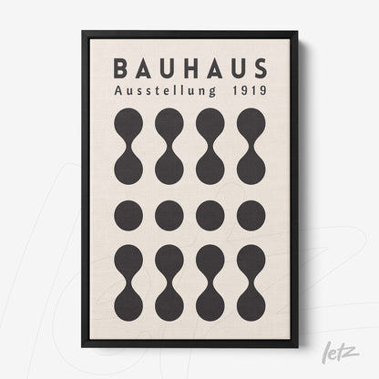 poster with geometric bauhaus style design from 1919 in black frame