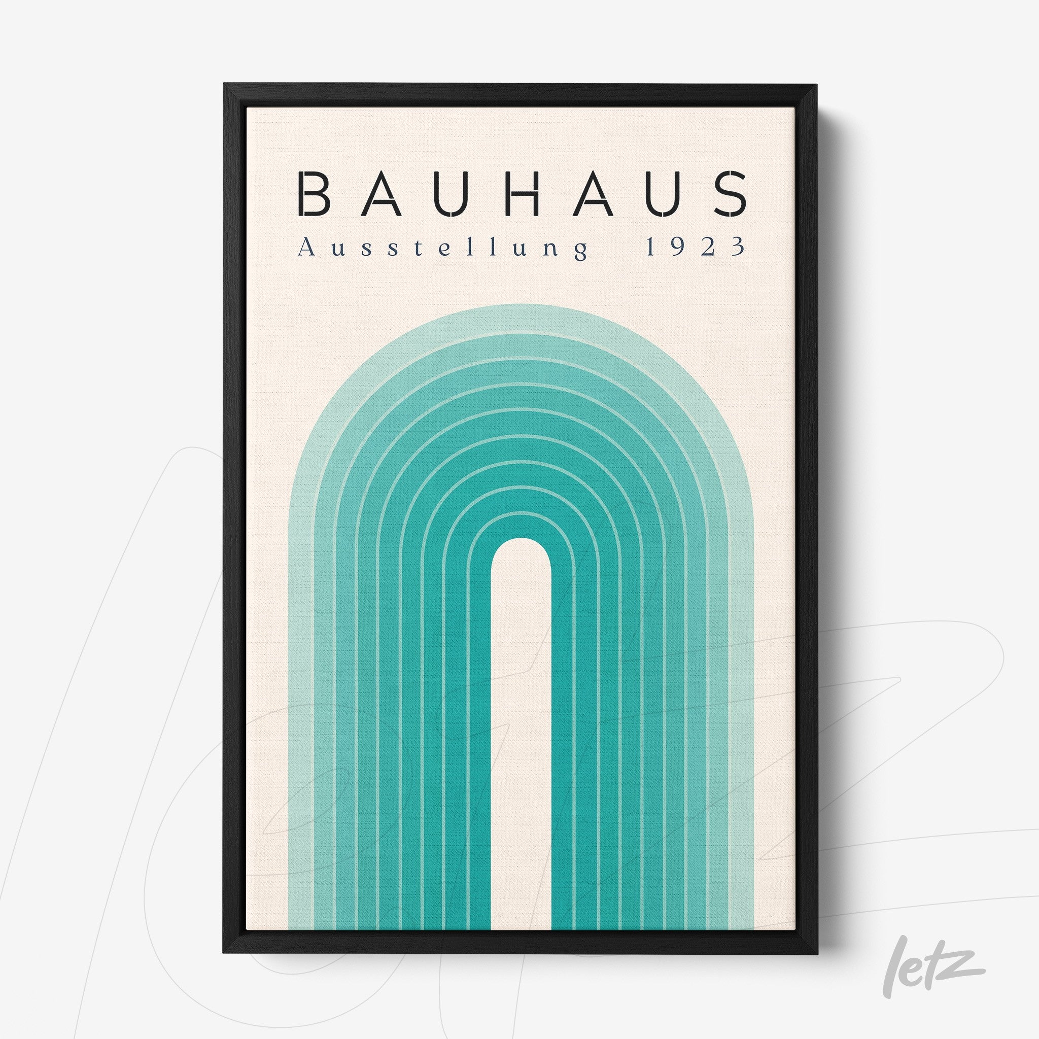 poster print featuring Bauhaus geometric design in black frame