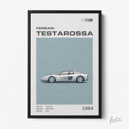 framed minimalist artwork of Ferrari Testarossa in black frame