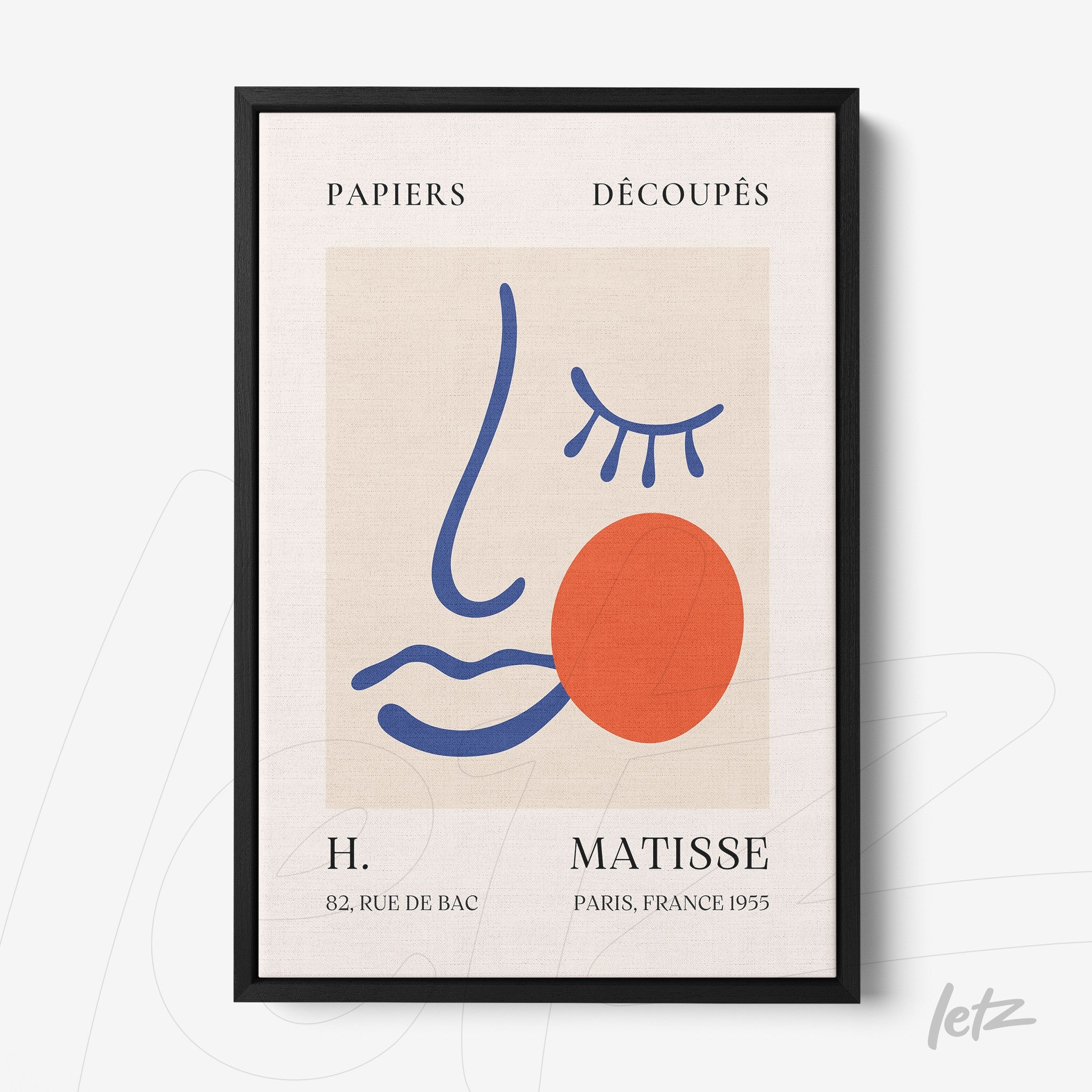 framed wall art featuring modern design with stylized face outlines and geometric shapes in vibrant colors