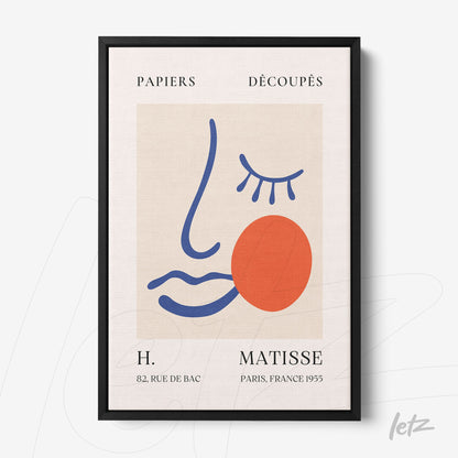 framed wall art featuring modern design with stylized face outlines and geometric shapes in vibrant colors