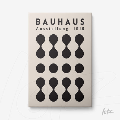 canvas print with Bauhaus style geometric design on beige background