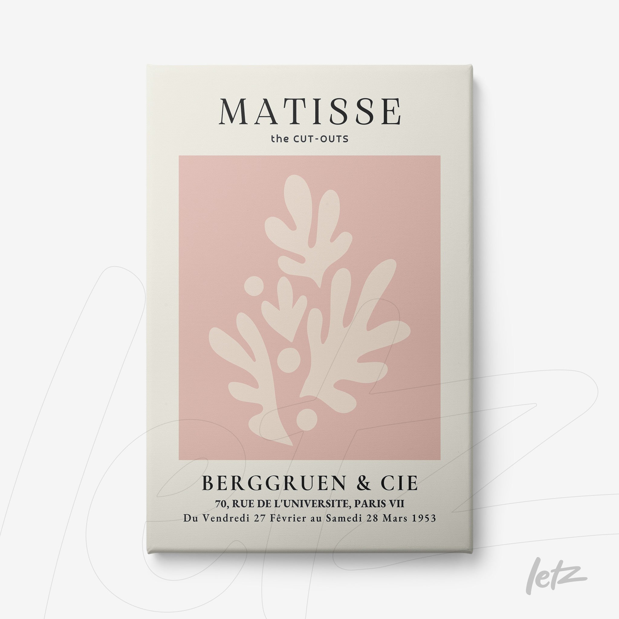 framed wall art featuring abstract design in light pink background with white organic shapes