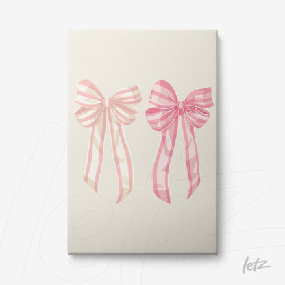 canvas art featuring pink bows illustration on light background