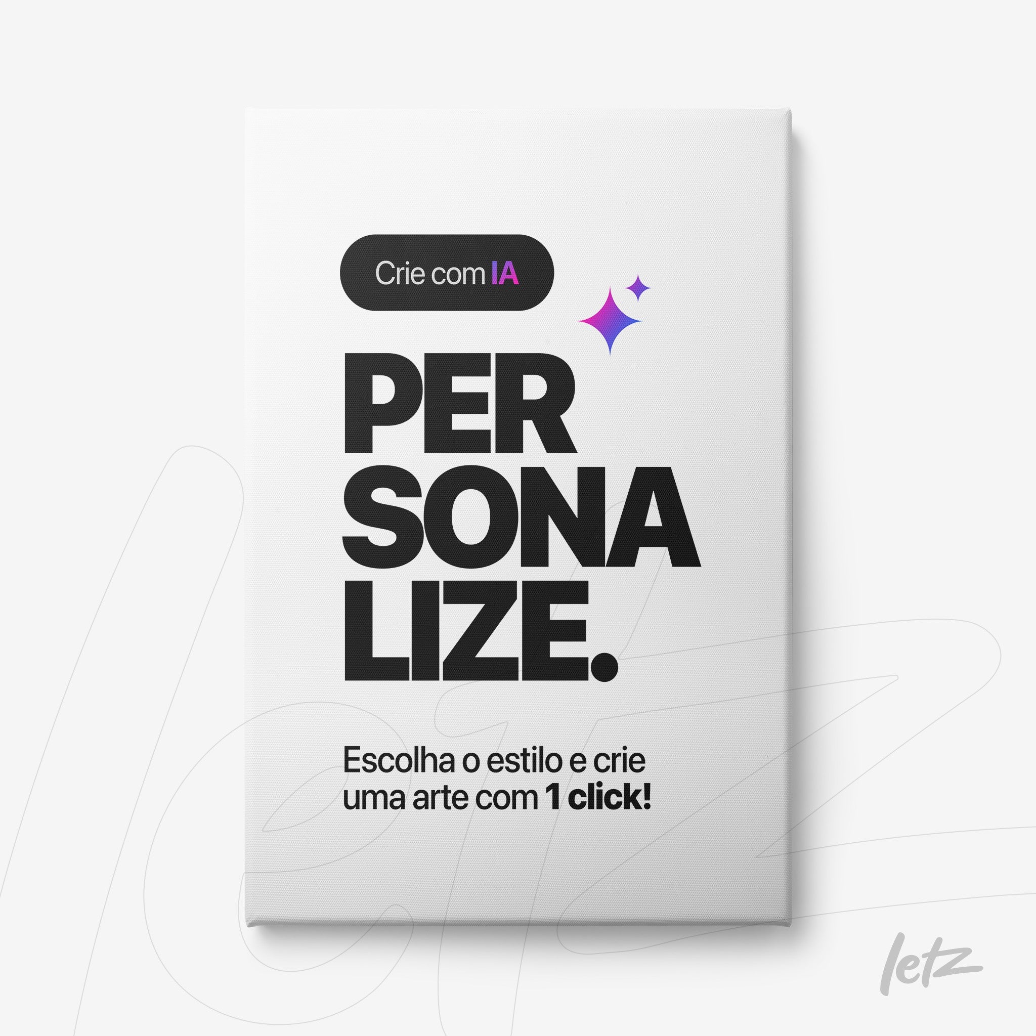 canvas featuring bold text encouraging art personalization with artificial intelligence on a white background