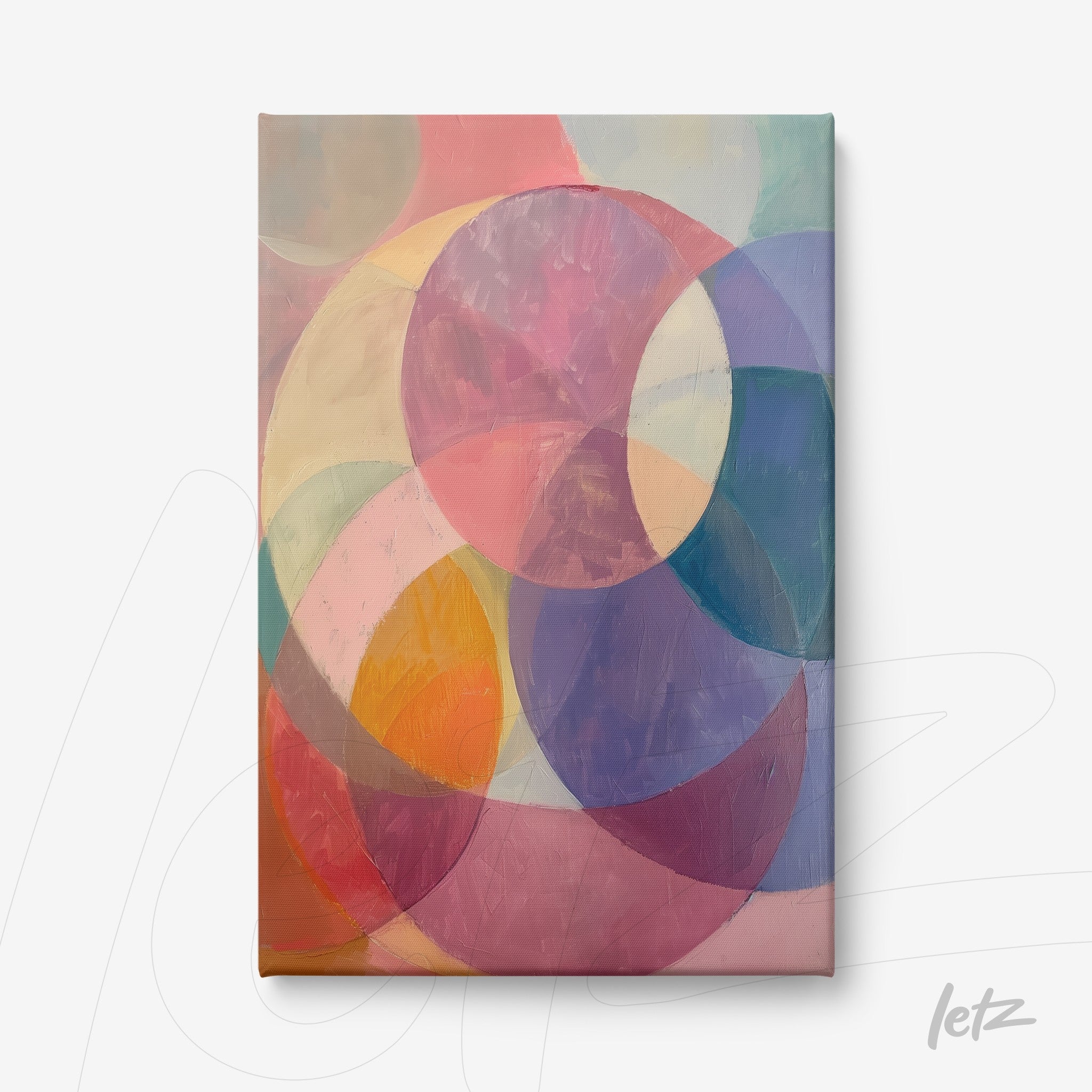 canvas art featuring abstract design with overlapping soft-colored circles