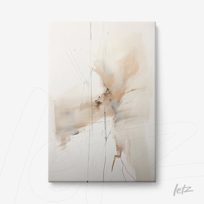 canvas artwork featuring abstract painting in neutral tones with soft brushstrokes on light background