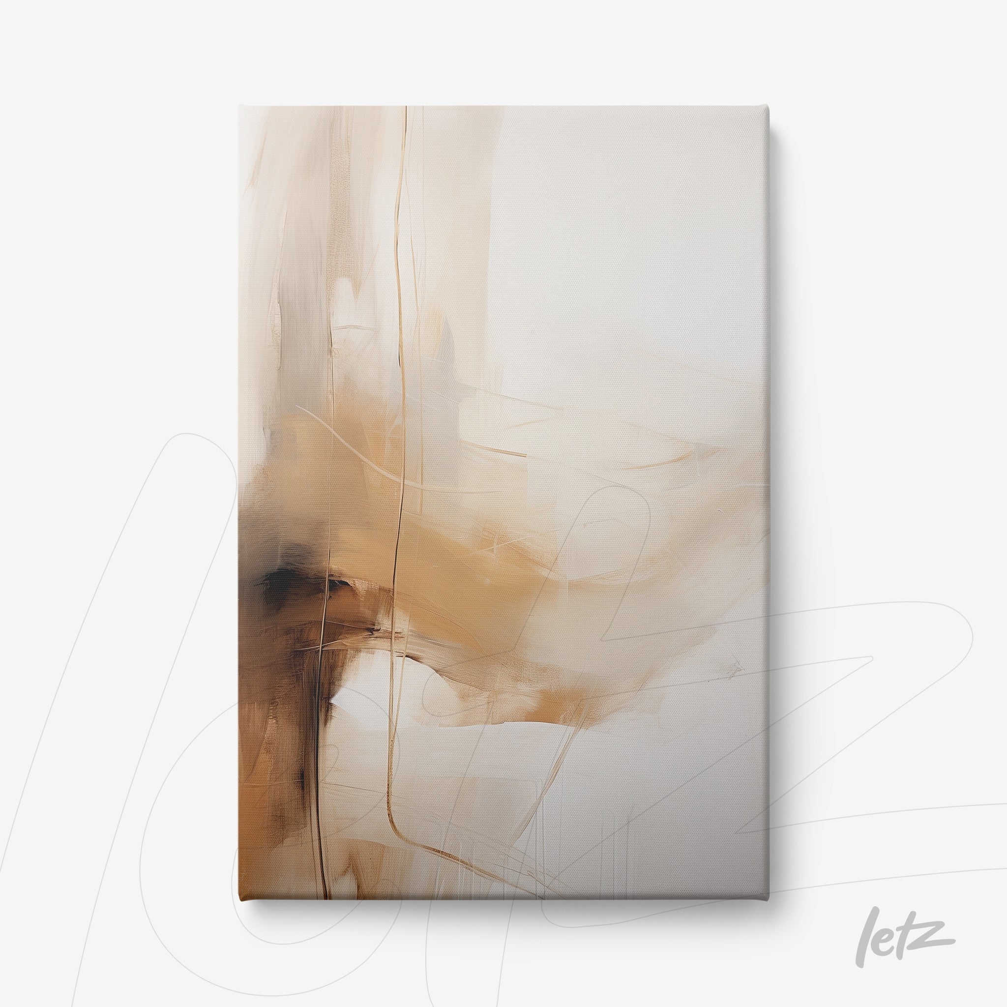 canvas print featuring abstract art in shades of beige and brown with minimalist style