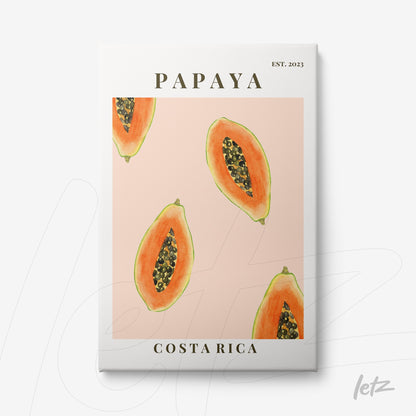 canvas art featuring illustrations of papaya slices on a pink background with typographic text
