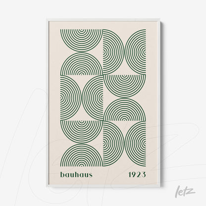 poster featuring geometric circular pattern in bauhaus style with white frame