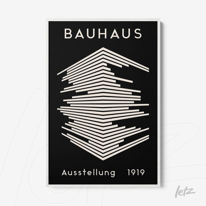 poster featuring geometric bauhaus style design from 1919 with white frame