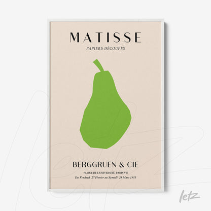 framed wall art featuring a green cut paper art piece on beige background with white frame and highlighted text