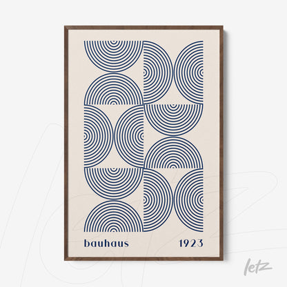 geometric Bauhaus-inspired wall art in wooden frame