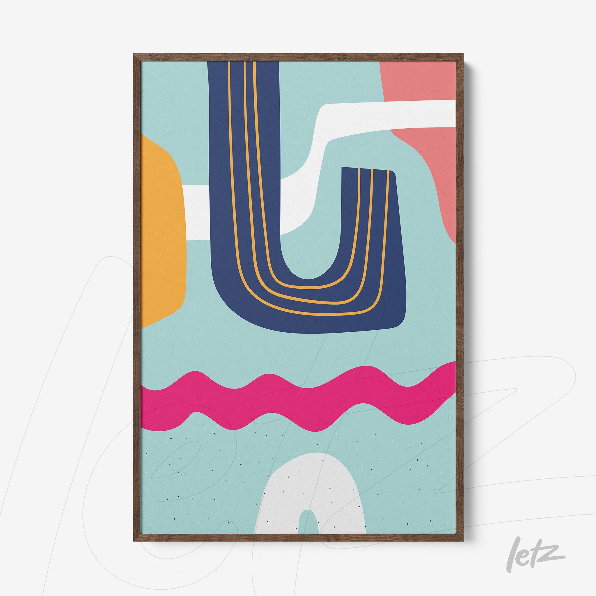 ```json
{
  "alt": "quadro com arte boho de formas geométricas multicoloridas em moldura de freijó",
  "alt_en": "boho art with multicolored geometric shapes in freijo wood frame"
}
```