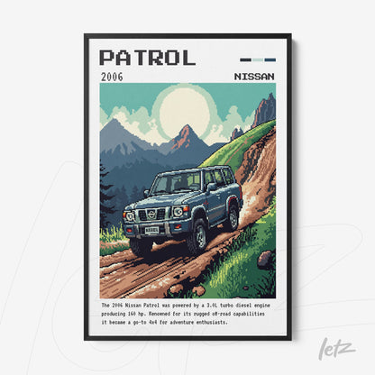 pixel art of the 2006 Nissan Patrol framed in a black frame