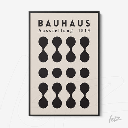 bauhaus style geometric poster design in thin black frame