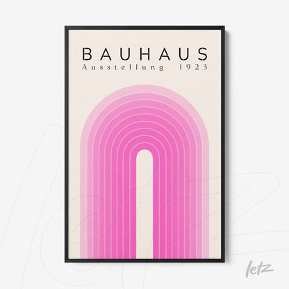 poster print featuring a pink geometric arch with black frame