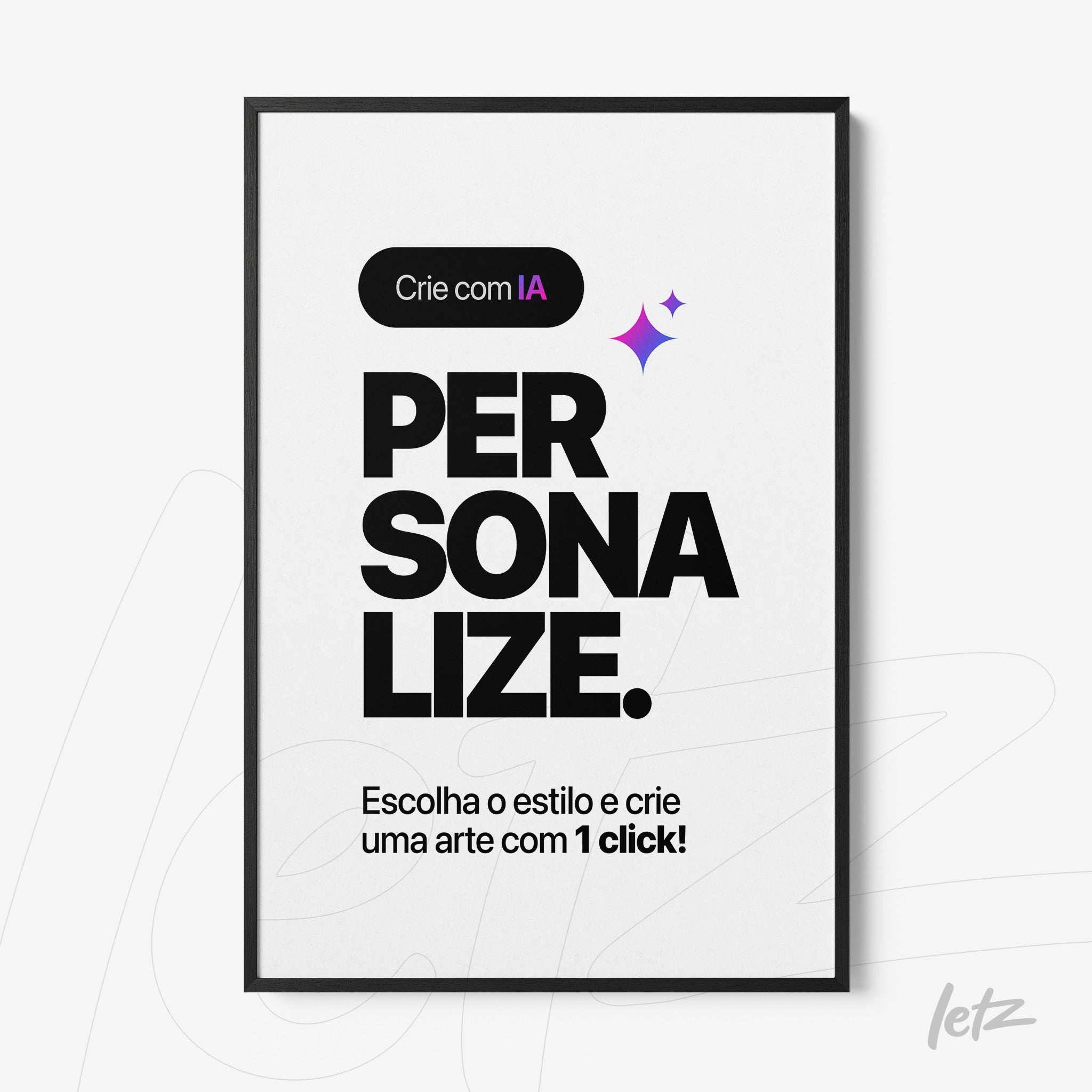 framed wall art featuring bold black typography on a white background with a black frame