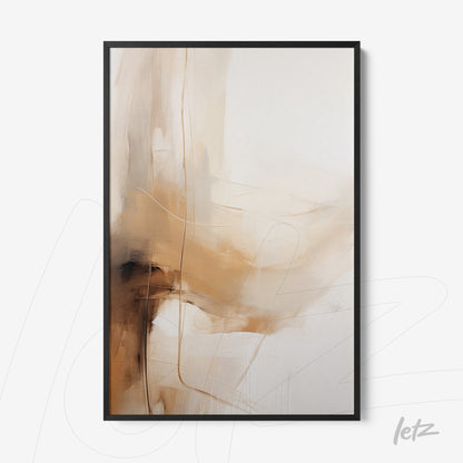 framed abstract art with shades of beige and brown