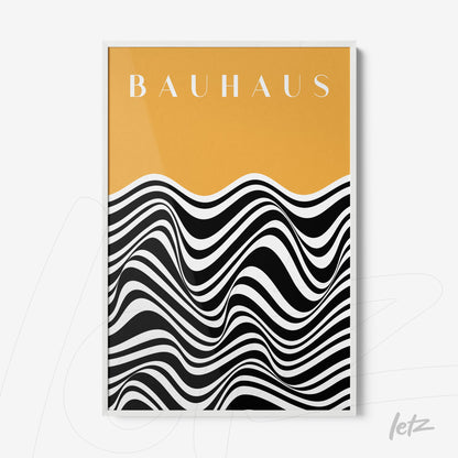 poster print showcasing abstract bauhaus style design in white frame