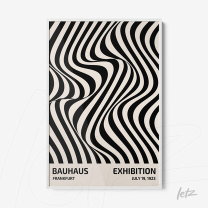 poster print featuring black and white geometric bauhaus style art in a white frame