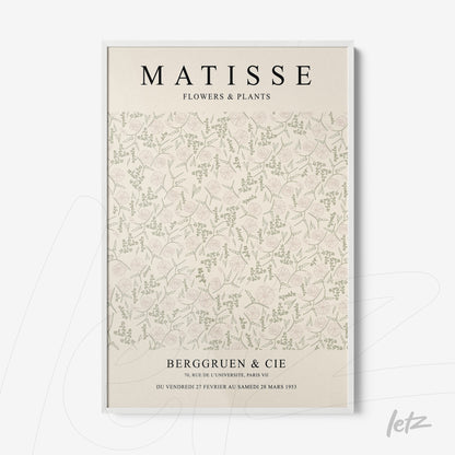 framed wall art featuring a delicate floral illustration in soft shades of green and pink