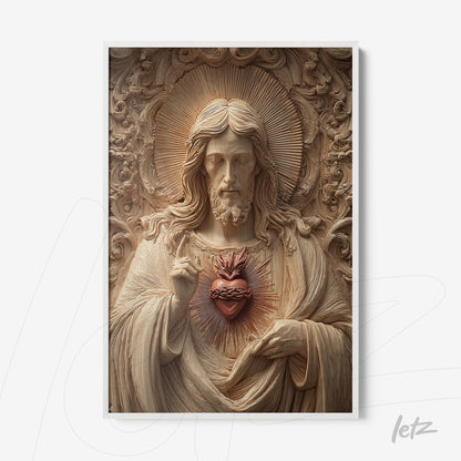sacred art piece of Jesus Christ in baroque style with intricate background