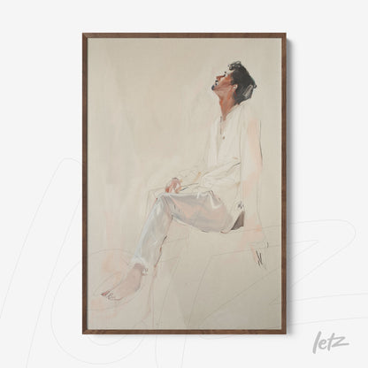 contemporary wall art featuring a masculine portrait in dark wood frame