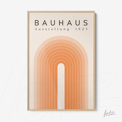 bauhaus style framed art with orange arches and light frame