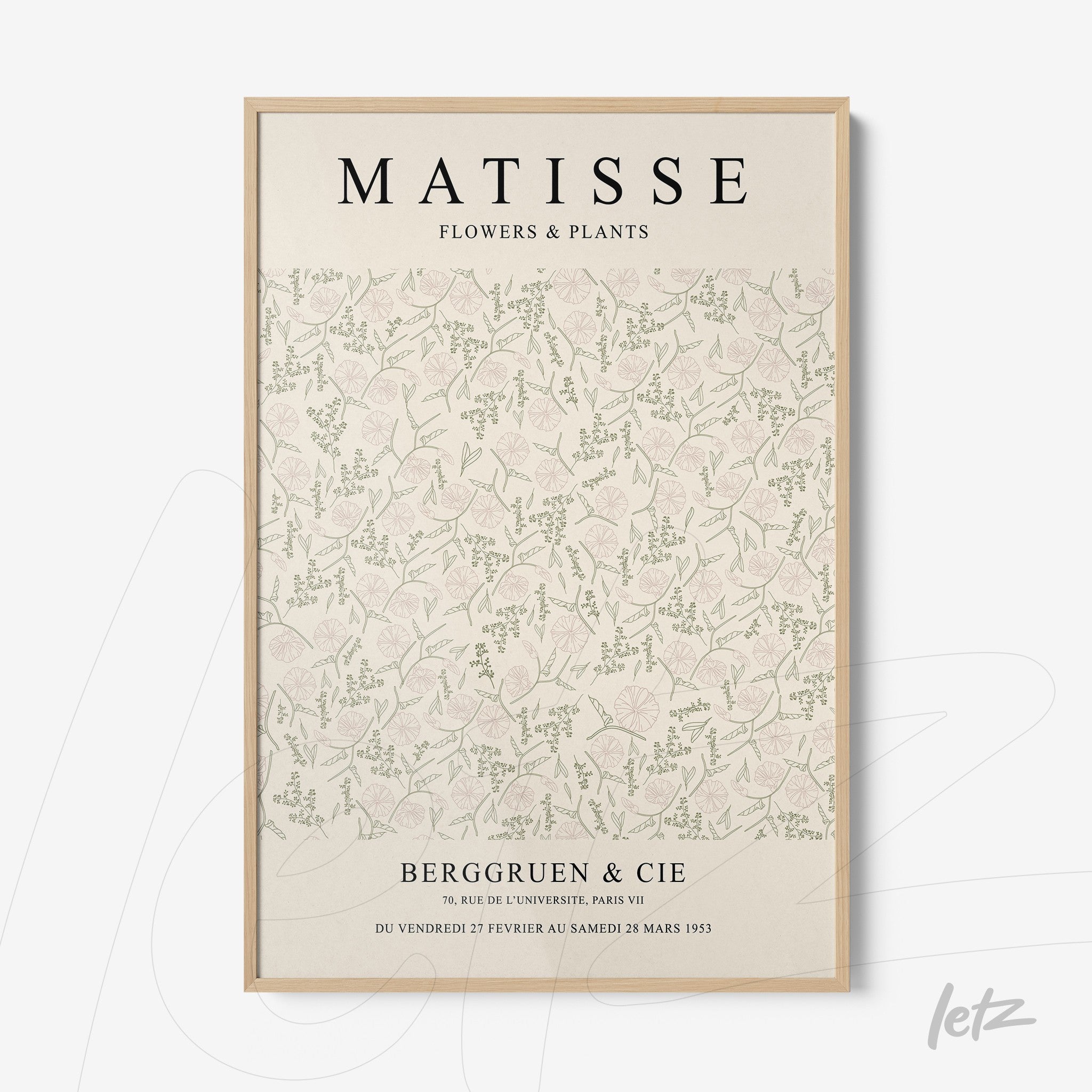 framed vintage style art of flowers in soft colors with light frame